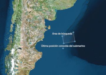 Mapa | Área de búsqueda del submarino ARA San Juan