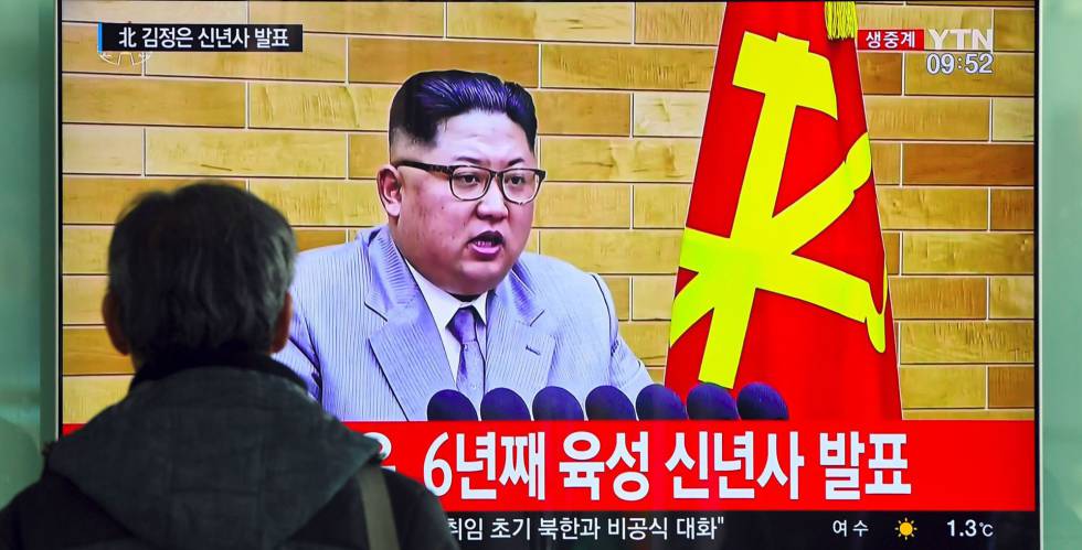 El discurso de Año Nuevo de Kim Jong-un, en una cadena de televisión surcoreana.