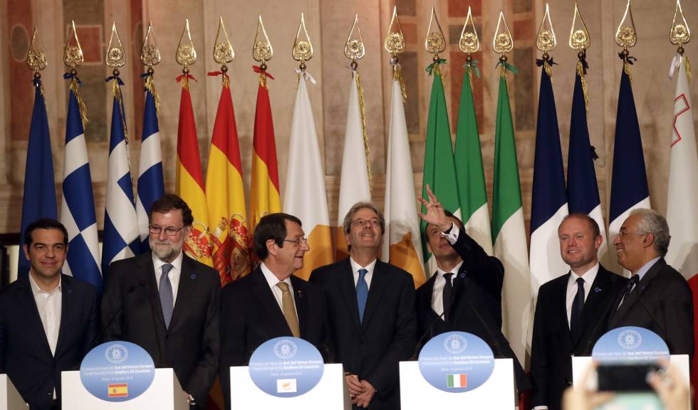 Los líderes de los países del Sur de Europa en Roma este miércoles.