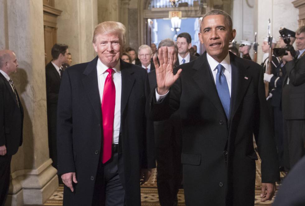 Obama y Trump en Washington el día de la inauguración presidencial del segundo el 20 de enero de 2017.
