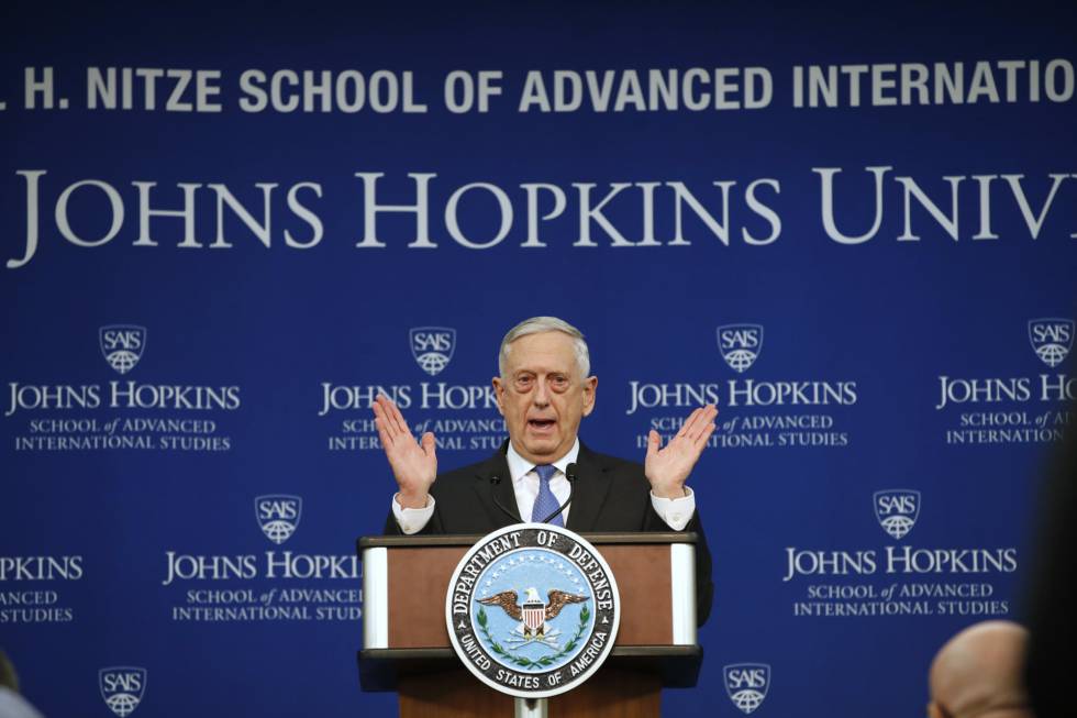 Mattis durante la presentación de la estrategia, este viernes en una universidad de Washington
