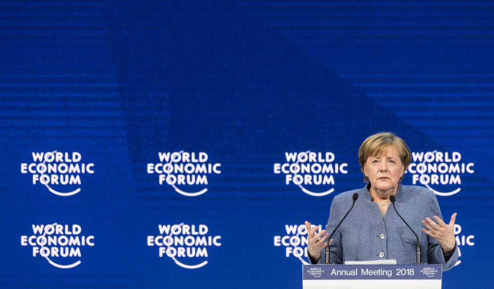 La canciller alemana, Angela Merkel, en el Foro de Davos este miércoles.