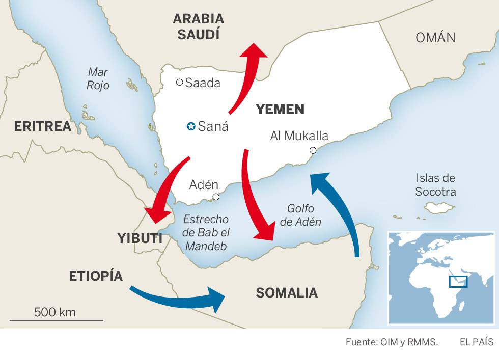 La guerra en Yemen no frena la llegada de migrantes en su camino hacia Arabia Saudí