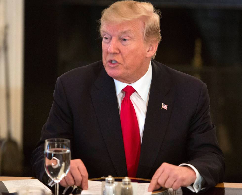 El presidente estadounidense, Donald Trump, interviene durante un almuerzo con el Consejo de Seguridad de las Naciones Unidas, en la Casa Blanca.