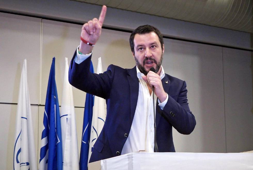 Matteo Salvini, lídera de La Liga, ayer durante un mitin.