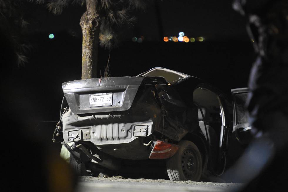 El coche accidentado la noche de este domingo en Tláhuac.