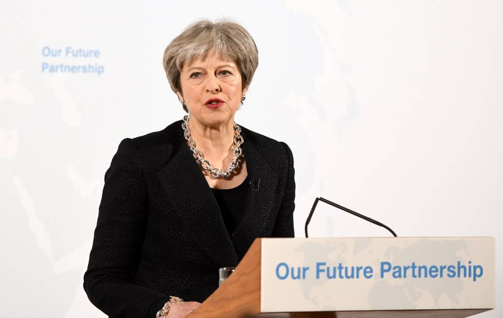 La primera ministra británica, Theresa May, durante su discurso.