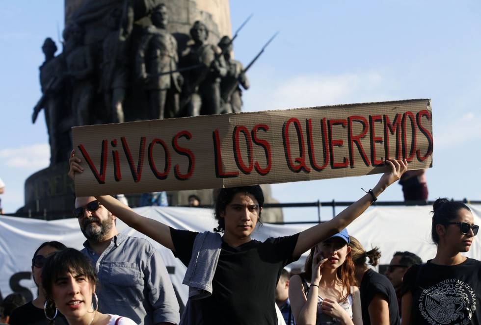 Una protesta en Guadalajara por los tres estudiantes.