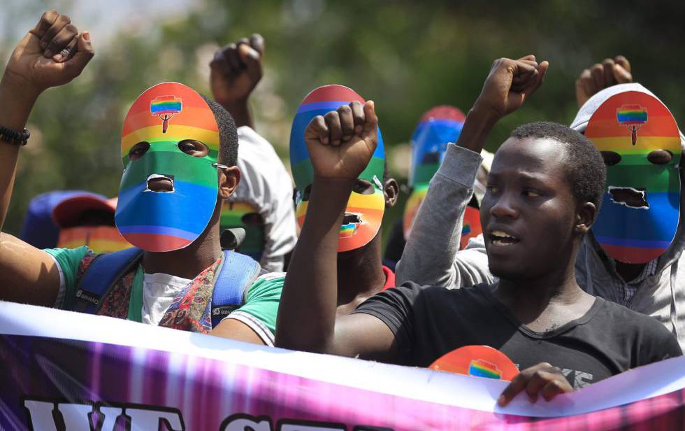 Protesta en Kenia contra la ley antihomosexual de Uganda el 10 de febrero de 2014.