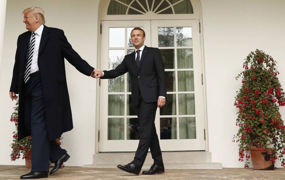 El presidente de EE UU, Donald Trump, y su homÃ³logo francÃ©s, Emmanuel Macron, en la Casa Blanca en abril. 