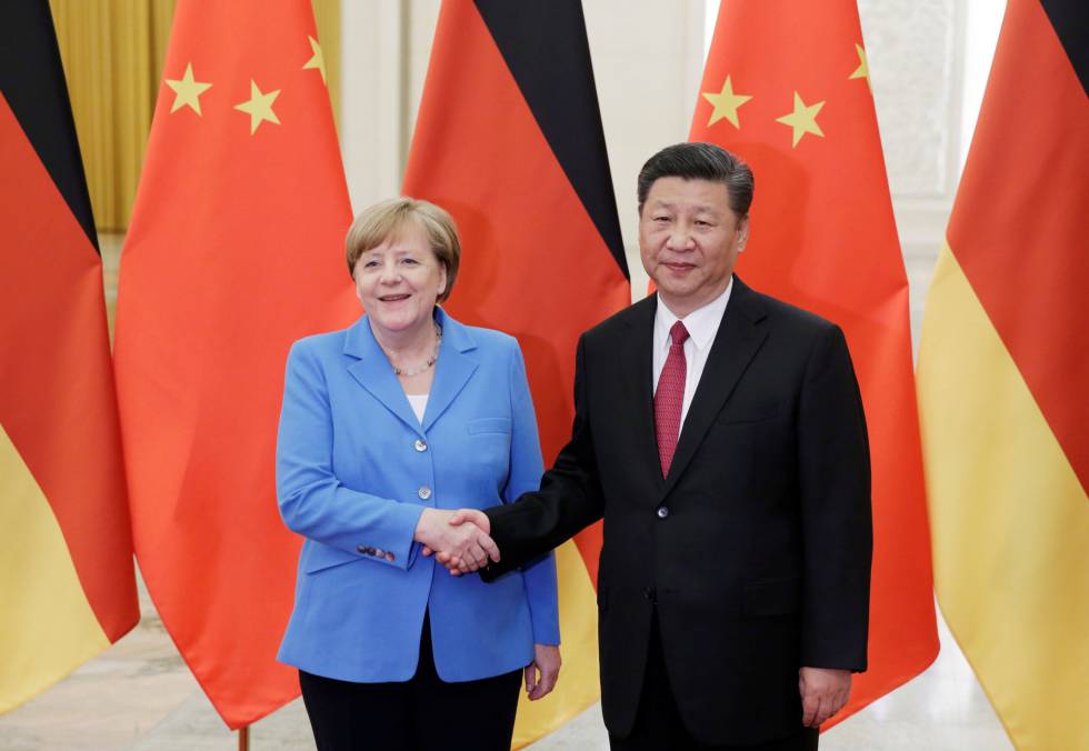 La canciller alemana, Angela Merkel, durante su reunión este jueves con el presidente chino, Xi Jinping.
