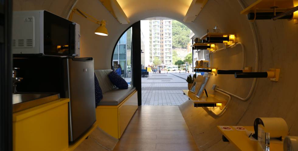 Interior de un prototipo de casa tuberÃa.