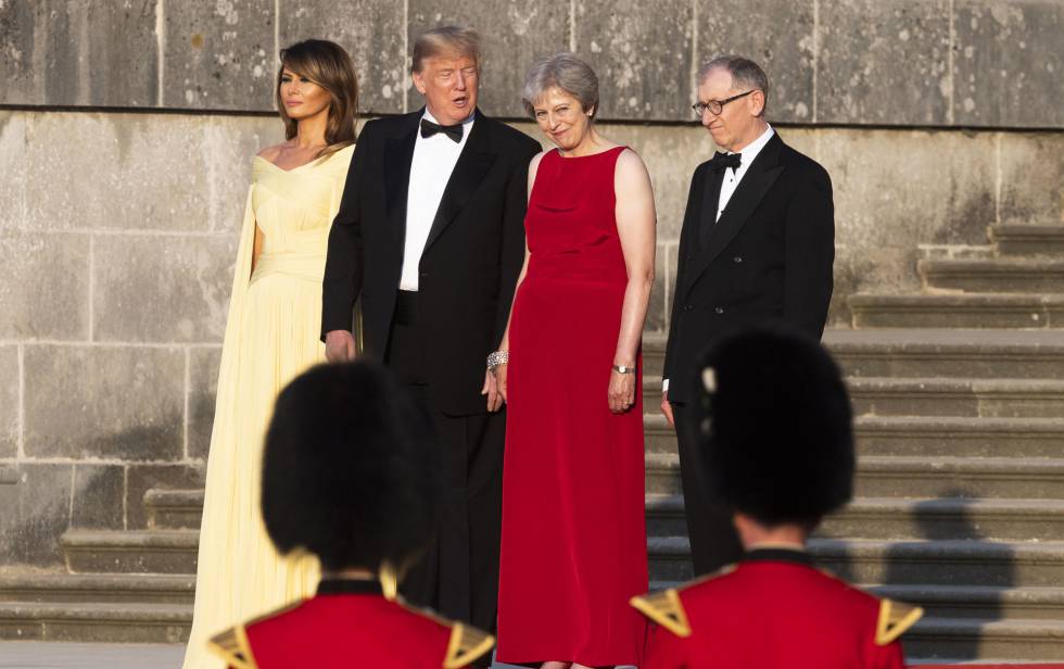 Melania y Donald Trump y Theresa y Philip May este jueves.