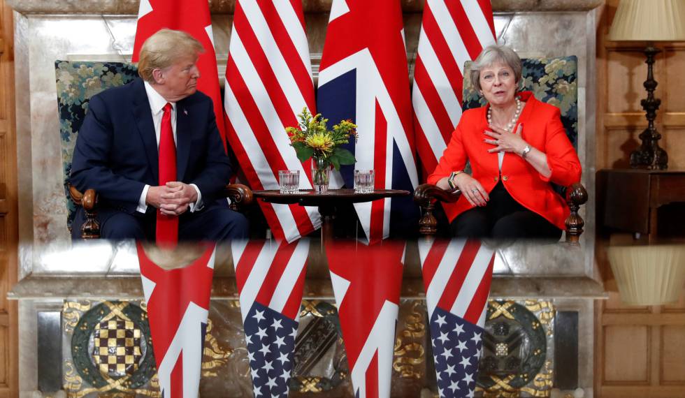 El presidente de EE UU, Donald Trump, junto a la primera ministra británica, Theresa May, el 13 de julio de 2018.