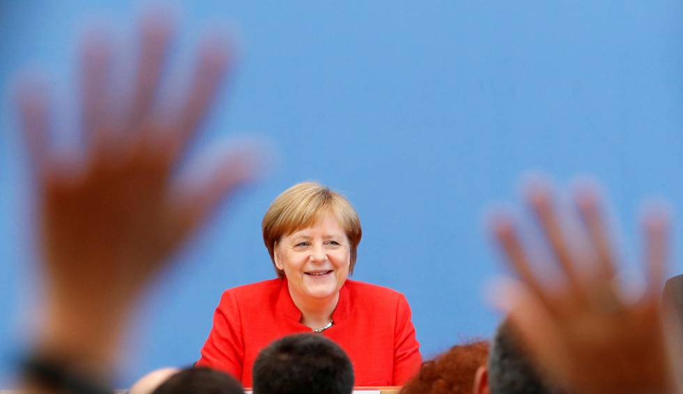 La canciller alemana, Angela Merkel, este viernes en BerlÃn.