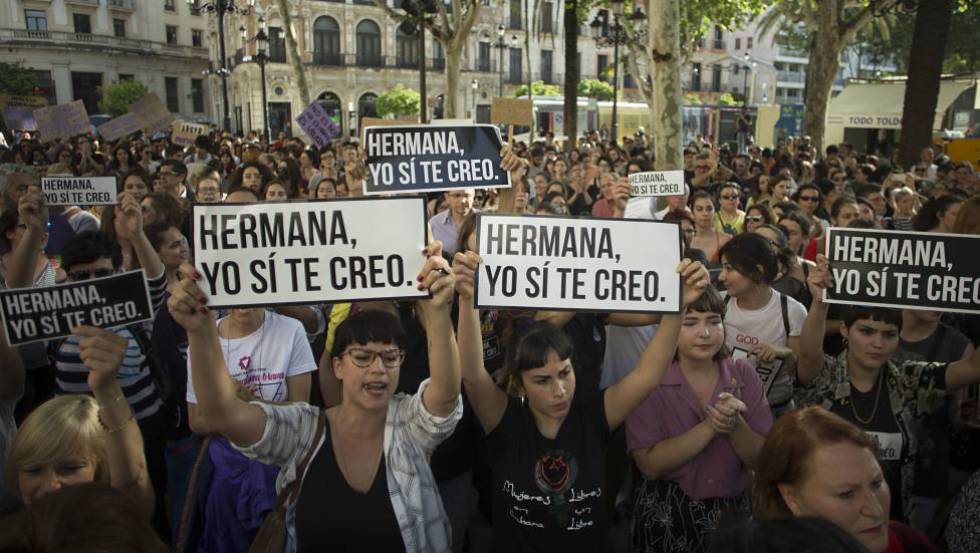 Una de las concentraciones contra la sentencia de La Manada, en Sevilla.