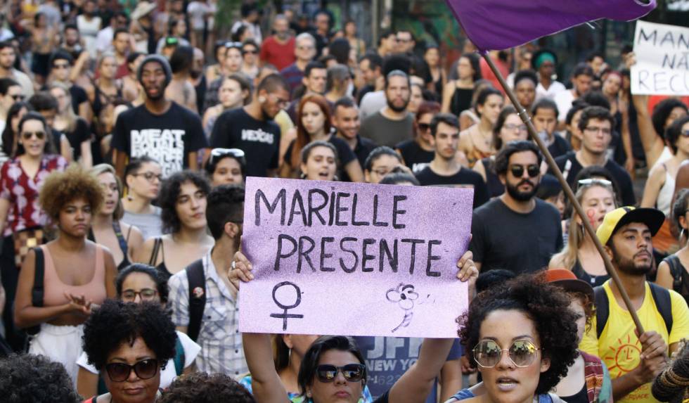 Una manifestaciÃ³n contra el asesinato de Marielle Franco, en SÃ£o Paulo en marzo. 