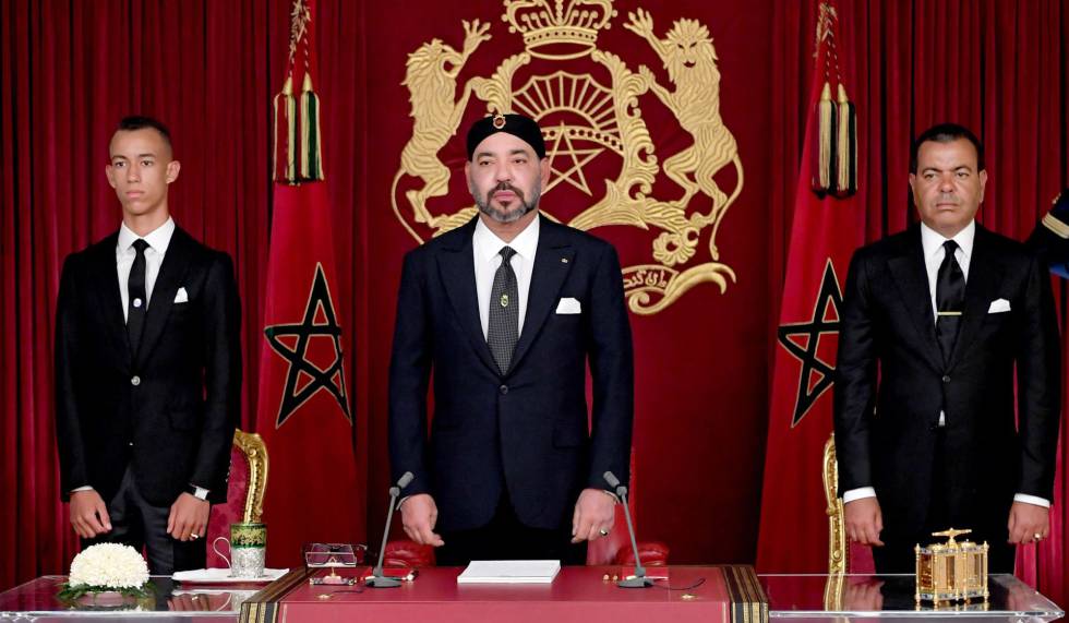 El rey de Marruecos, Mohamed VI, en un discurso el 29 de julio de 2018.