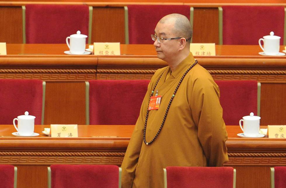 El maestro budista Xuecheng, en la Conferencia Consultiva PolÃ­tica del Pueblo Chino en 2014.
