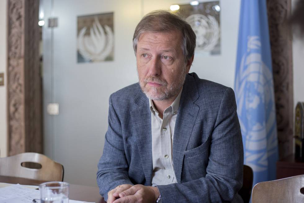 El representante del Alto Comisionado de la ONU en MÃ©xico, Jan Jarab, durante la entrevista.