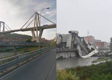 Imágenes aéreas del puente colapsado en Génova