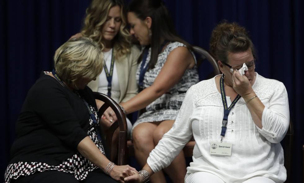 VÃctimas del escándalo de abusos sexuales en la Iglesia católica durante una conferencia en Harrisburg (Pennsylvania).