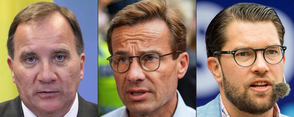 Los tres candidatos a primer ministro en Suecia: el socialdemÃ³crata Stefan LÃ¶fven, el conservador Ulf Kristersson, y el xenÃ³fobo Jimmie Ã…kesson.
