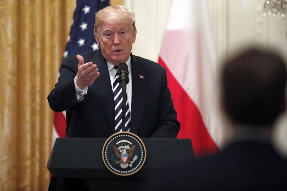 Trump, este martes, en una rueda de prensa con su homólogo polaco