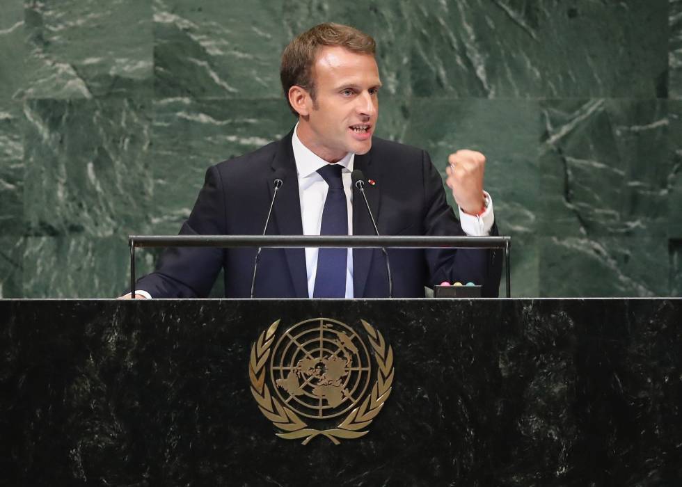 El presidente Macron, en su discurso en la Asamblea General de la ONU.
