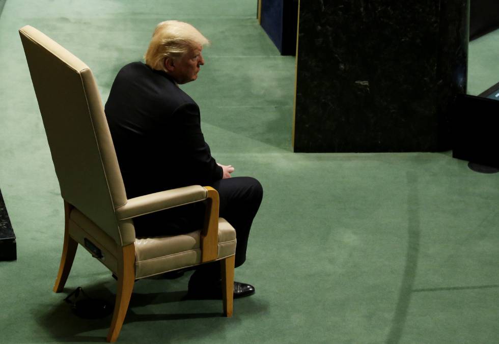 Donald Trump, este martes esperando a hablar en la Asamblea General de la ONU.