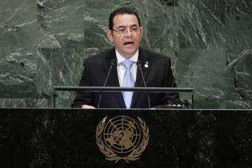 El presidente Jimmy Morales durante su intervención esta semana en la ONU
