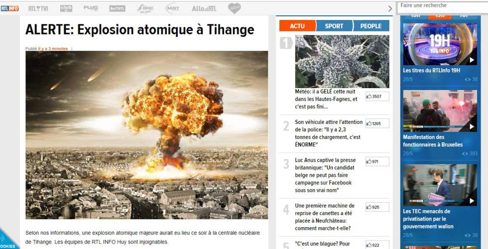 Réplica de la web de RTL utilizada por los autores de la falsa alarma.