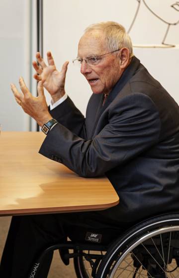 Wolfgang Schäuble, este martes durante la entrevista.rn rn 