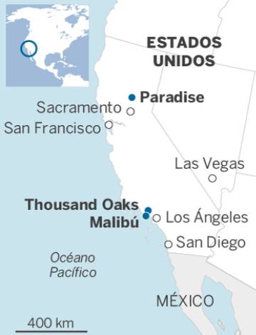 Al menos 31 muertos y un centenar de desaparecidos en los incendios de California