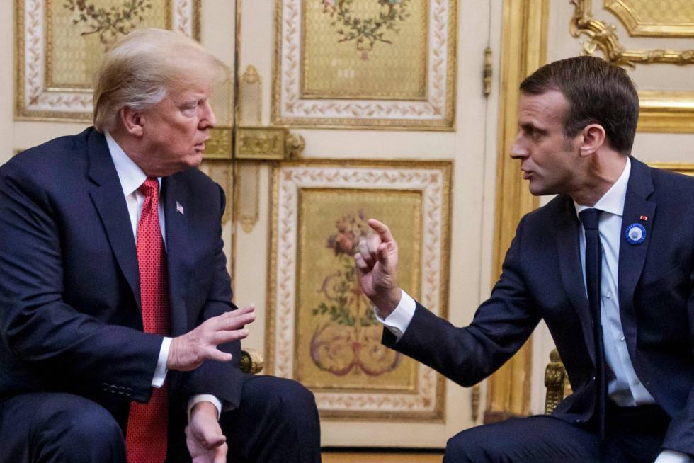 Donald Trump, a la izquierda, junto al presidente francés, Emanuel Macron, el pasado sábado en París.