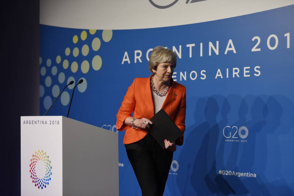 La primera ministra de Reino Unido, Theresa May, este sábado en Buenos Aires, en la cumbre del G20.