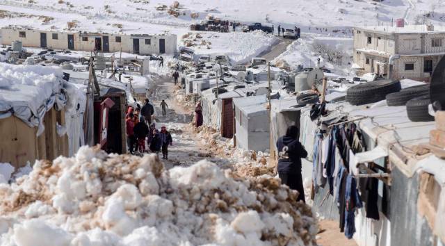 Asentamientos de refugiados de Arsal tras el paso de la tormenta Norma.
