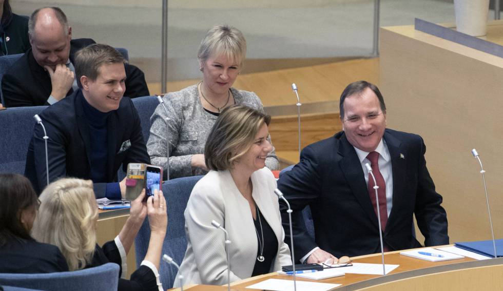 El lÃ­der socialdemÃ³crata, Stefan LÃ¶fven, tras ser proclamado primer ministro de Suecia, el 18 de enero de 2018.