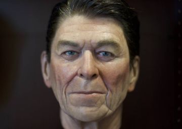 El busto de Ronald Reagan que sirve de modelo a su holograma en la Biblioteca Reagan.