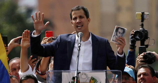 Juan Guaidó en las manifestaciones este miércoles en Venezuela.
