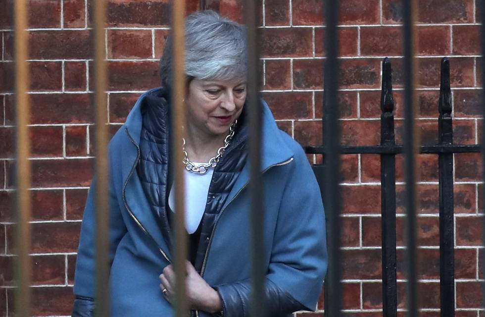 Theresa May, a su salida del número 10 de Downing Street, este jueves.
