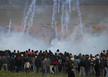 Protesta palestina en la frontera de Gaza con Israel, el viernes 22 de febrero. 