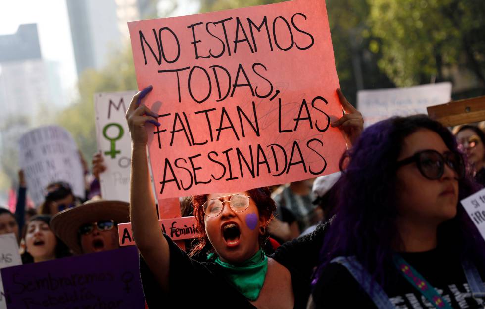 Manifestación contra la violencia de género en México en febrero de 2019.