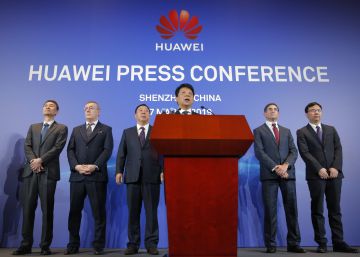 El presidente de Huawei, Guo Ping, en la conferencia de prensa de este jueves.