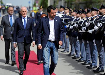 El líder de la Liga y ministro del Interior de Italia, Matteo Salvini, en Corleone.