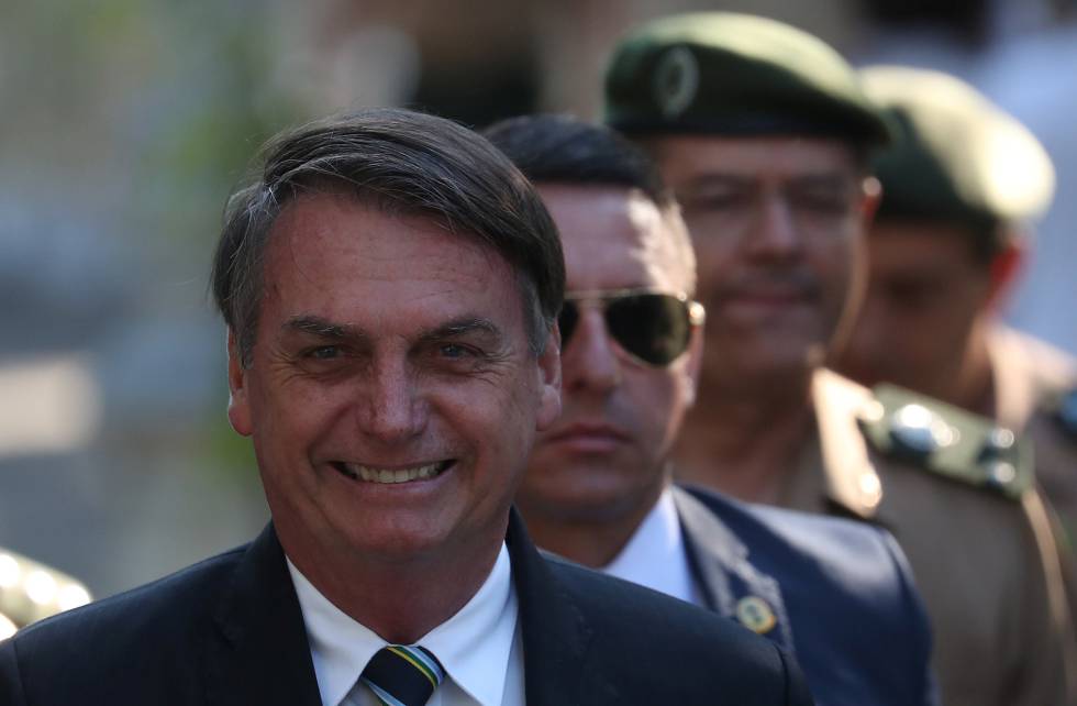 El presidente Bolsonaro este lunes en RÃ­o de Janeiro en el aniversario de una escuela militar.