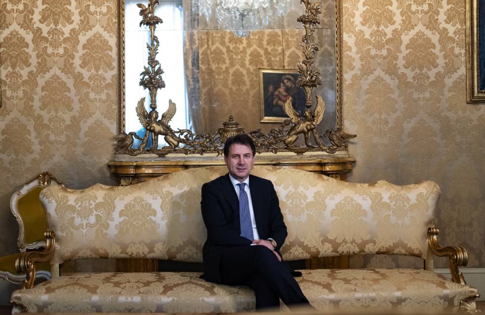 El primer ministro de Italia, Giuseppe Conte, el miÃ©rcoles por la tarde en el Palacio Chigi.