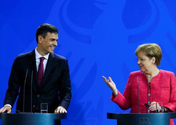 Pedro Sánchez y Angela Merkel, en conferencia de prensa en Berlín el pasado mes de junio.
