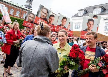 La líder socialdemócrata, Mette Frederiksen,el 5 de junio de 2019 en Aalborg. 