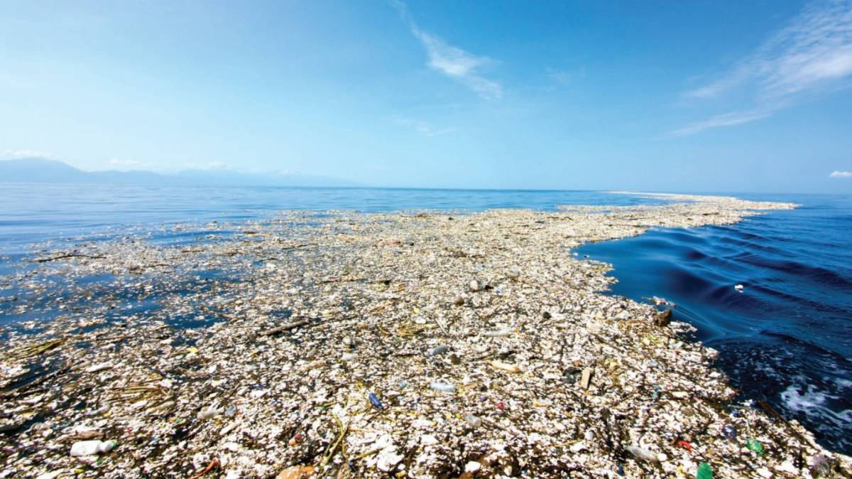 Isla de desechos plásticos en el Caribe